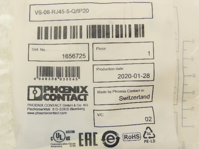 Phoenix Contact VS-08-RJ45-5-Q/IP20 RJ-45 Connector Field Wireable Lot of 6