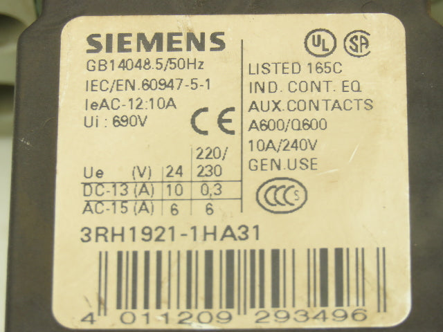 Siemens 3RT1025-1BB40 Motor Starter Contactor 24V Coil 15Hp 600V Lot of 2