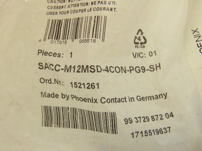 Phoenix Contact SACC-M12MSD-4CON-PG9-SH Ethernet Data Connector CAT5 Lot of 3