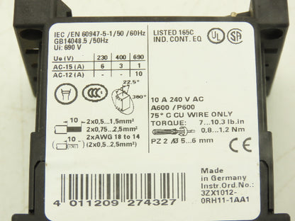 Siemens 3RH1131-1BB40 Contactor Relay 24V Coil 600V 3 NO 1 NC Lot of 8
