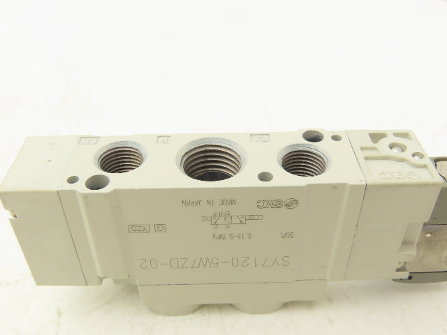 SMC SY7120-5W7ZD-02 Solenoid Valve 1/4" Ports 24V with Cables Lot of 2