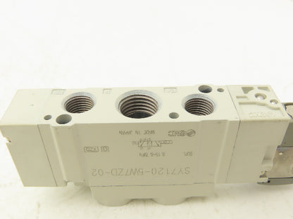 SMC SY7120-5W7ZD-02 Solenoid Valve 1/4" Ports 24V with Cables Lot of 2