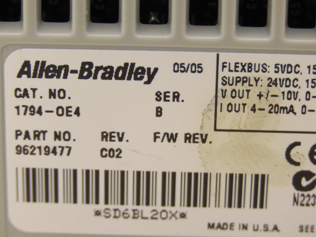 Allen Bradley 1794-DE-4 Flex I/O 16 Point Digital Output Module Ser B 24 VDC