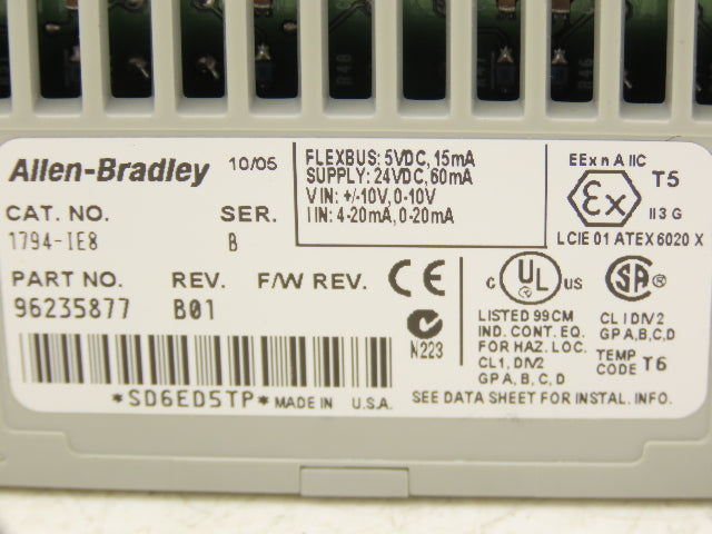 Allen Bradley 1794-IE8 8 Point Analog Input Flex I/O Ser. B With TB3S Base