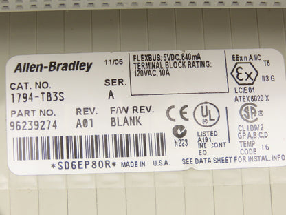 Allen Bradley 1794-IE8 8 Point Analog Input Flex I/O Ser. B With TB3S Base