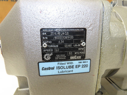 Nord SK 272 VL-90L/4 CUS Inline Gearmotor 6.34 Ratio 262 RPM 2Hp 230/460V 3PH