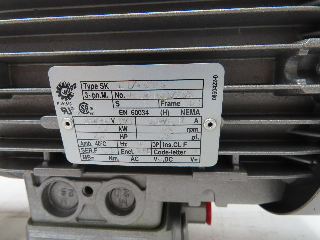 Nord SK 272 VL-90L/4 CUS Inline Gearmotor 6.34 Ratio 262 RPM 2Hp 230/460V 3PH