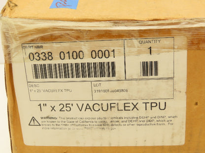 Hi-Tech 0338-0100-0001 Duravent Vacuflex 1" Hose 25 ft Long TPU Rubber