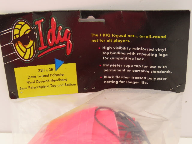 IDIG High Visibility Volleyball Net Hot Pink 32' x 3' Rope Top Net Regulation