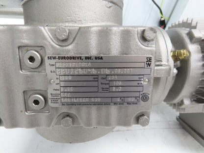 Sew Eurodrive ST57TDT80K4 Gearmotor 7.28 Ratio 234RPM .75Hp 230/460 Hollow Shaft