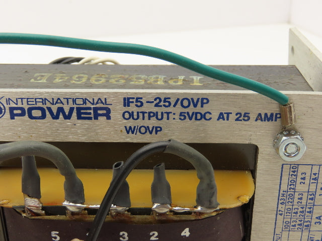 International Power IF5-25/OVP Power Supply 120/240 VAC Output 5VDC @25 AMP