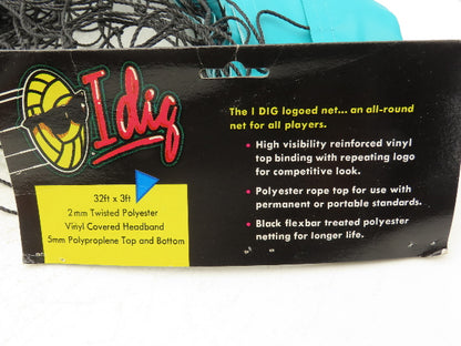 IDIG High Visibility Volleyball Net Green Aqua 32' x 3' Rope Top Net Regulation