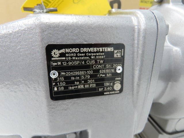 Nord SK 12-90SP/4 CUS TW Inline Gearmotor 5.79 Ratio 301 RPM 1.5Hp 230/460V 3PH