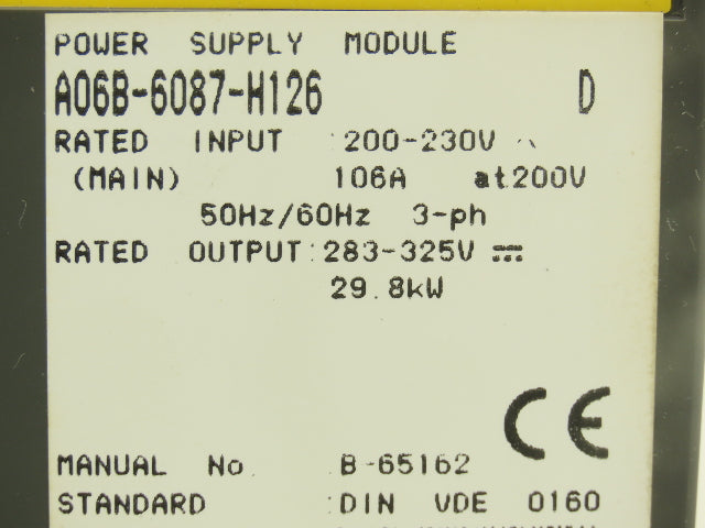 Fanuc A06B-6087-H126 D Servo Amplifier Module 325V 29.8 kw 3Ph Series D