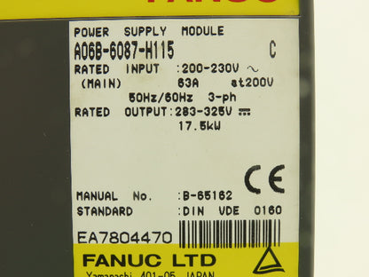 Fanuc A06B-6087-H115 Power Supply Module 325V 17.5kW Series C