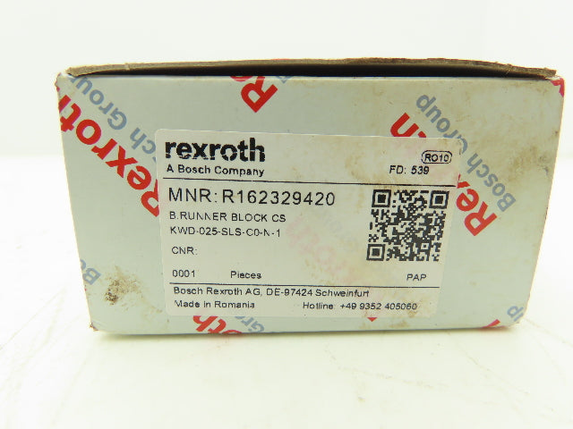 Rexroth KWD-025-SLS-C0-N-1 Linear Bearing Runner Block 25mm Rail 107.9mm Length