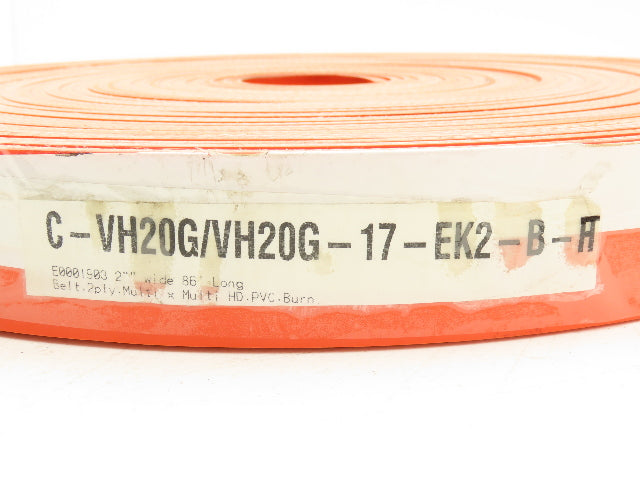 Ermanco E0001903 2"W x 86'L PVC Conveyor Belt 2-Ply Orange 1/4"Thick