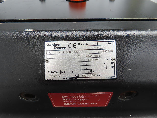 Gardner Denver Rotary Dry Claw Vacuum Pump 7.5Hp 212 CFM 230/460V 3PH 2" BSPP