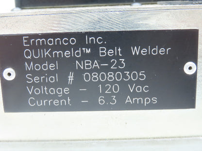Ermanco NBA-23 Quikmeld Belt Splicer Heat Press 2" Conveyor Belt Welder 120V