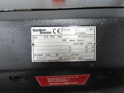 Gardner Denver Rotary Dry Claw Vacuum Pump 7.5Hp 212 CFM 230/460V 3PH 2" BSPP