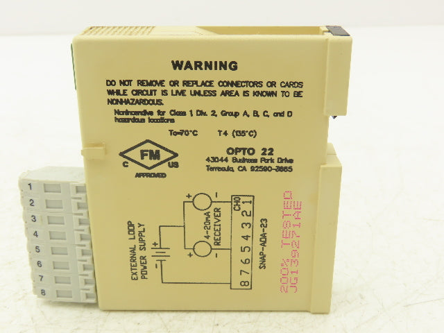 OPTO 22 SNAP-AOA-23 2 Channel Current Analog Output Module 4-20mA SNAP I/O