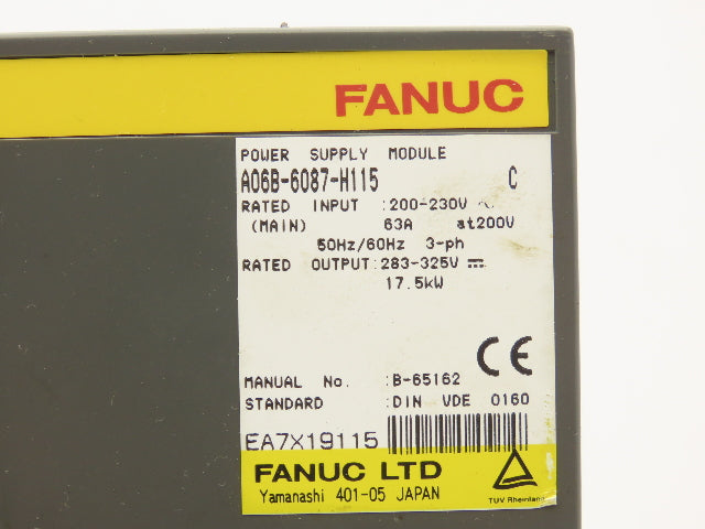 Fanuc A06B-6087-H115 Power Supply Module 325V 17.5kW 3Ph Series C