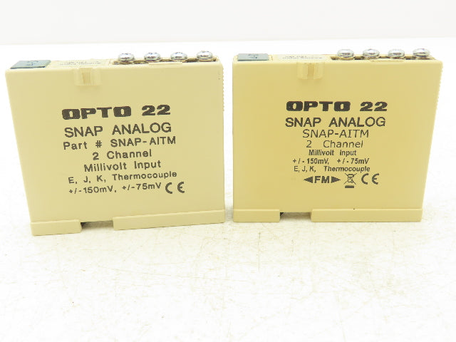 OPTO 22 SNAP-AITM Analog Input Module 2 Channels E J K Thermocouple Lot of 2