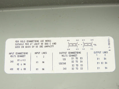Acme T-2-53010-S Transformer 1kva 1PH HV 240/480 LV 120/240V Wall Mount