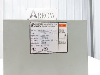 Jefferson Electric 411-0091-000 Transformer 2kva 1PH HV 240/480 LV 120/240V 3R