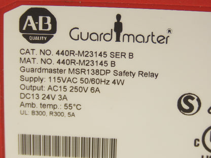 Allen Bradley 440R-M23145 GuardMaster Safety Relay 115VAC In 250V 24VDC Output