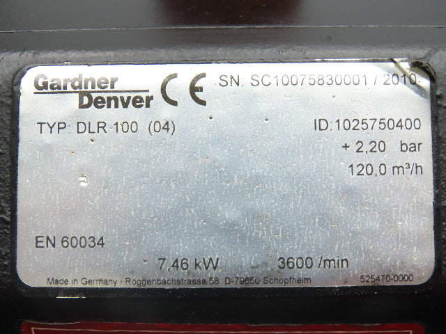 Gardner Denver Rotary Dry Claw Vacuum Pump 56-100CFM 3PH 1-1/2" NPT No Motor