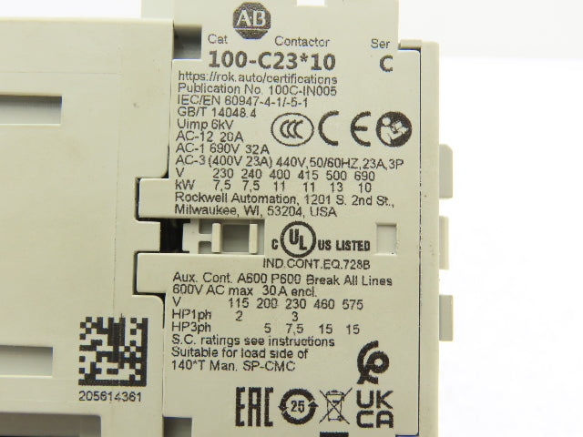 Allen Bradley 100-C23*10 193-EEDB Contactor & Overload Relay 120V 600V 3Ph