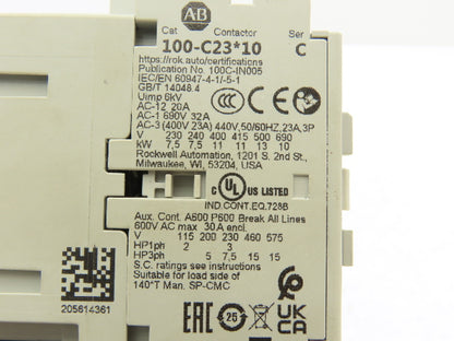 Allen Bradley 100-C23*10 193-EEDB Contactor & Overload Relay 120V 600V 3Ph