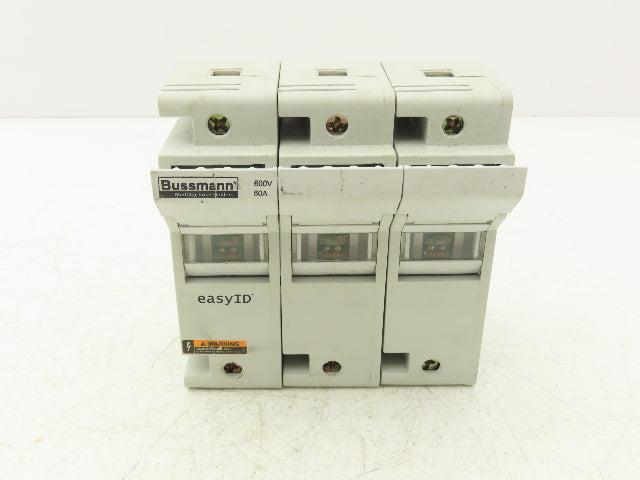 Cooper Bussman CH60J31 Modular Fuse Holder 60A 600 VAC Neon Lamp DIN Rail 3 Pole