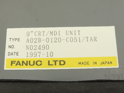Fanuc A61L-0001-0093 HMI Operator Control Panel 9" Monitor Series 18-T