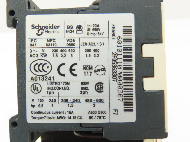 Telemecanique LC2K06 01F7 Reversing Contactor W/Overload Relay 600 VAC LR2K0305