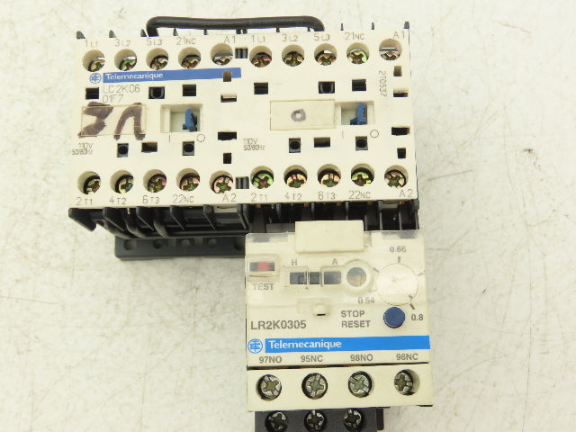 Telemecanique LC2K06 01F7 Reversing Contactor W/Overload Relay 600 VAC LR2K0305