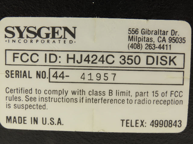 Sysgen 3.5" FDD External Floppy Disc Drive Model 350