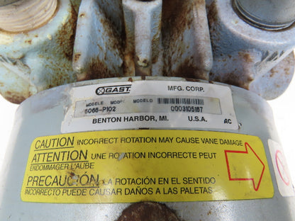 GAST 6066-P102 6066P102 Rotary Vane Oil-Less Vacuum Pump 5PSI 55CFM 230/460V 3Ph