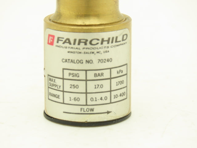 Fairchild 70240 Pneumatic Mini Pressure Regulator 1-60 PSI Brass