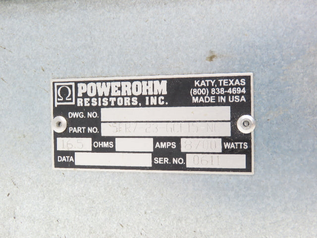 Powerohm 5ER7-23-GCE15-NC Brake Fixed Resistor Bank 16.5O 8700 Watts 155 ohms
