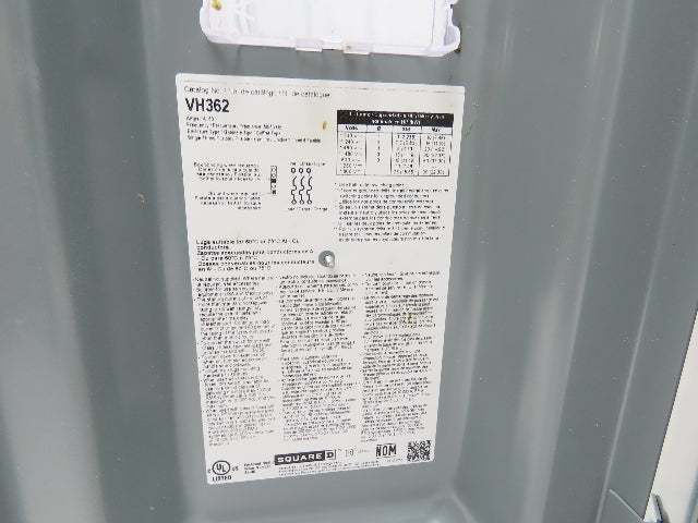 Square D VH362 VisiPacT Heavy Duty Safety Disconnect Switch 60A 600V 3Ph Fused