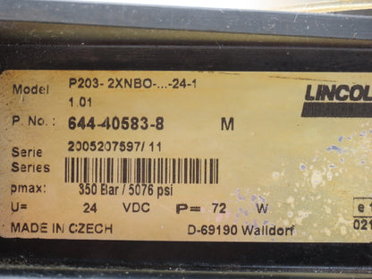 SKF Lincoln P203-2XNBO-24-1 Lubrication Grease Pump 24VDC 2Liter 5076 PSI