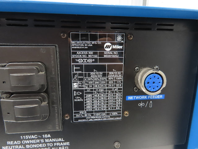 Miller Auto Axcess 300 Robot Mig Arc Welder 300A 208-575 1 Or 3PH 100% Duty