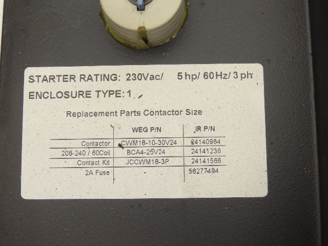 Ingersoll Rand Air Compressor Motor Control Pressure Switch 5 HP 230V 1 Phase