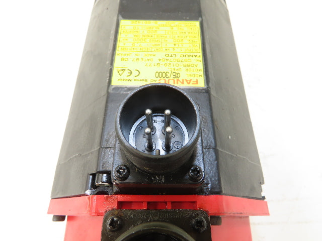 Fanuc A06B-0128-B177 AC Servo Motor 1.4kW 114V 3PH 3000RPM Encoder A8600365T101