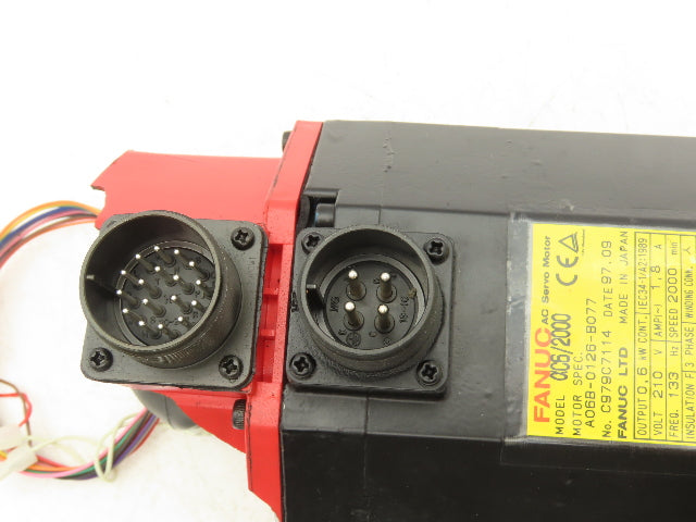 Fanuc A06B-0126-B077 AC Servo Motor 0.6Kw 2000RPM 210V 3Ph *Needs Repair*