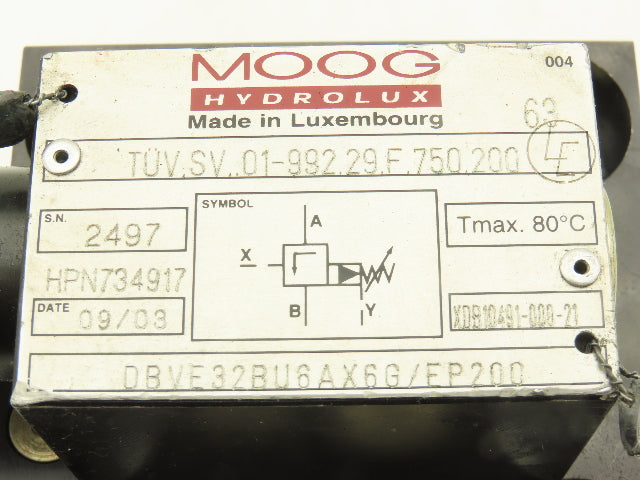 Moog Hydrolux DBVE32BU6AX6G/EP200 Proportional Cartridge Valve HPN734917