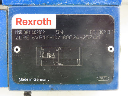 Rexroth ZDRE 6VP1X-10/180G24-25Z4M Proportional Reducing Valve 24VDC