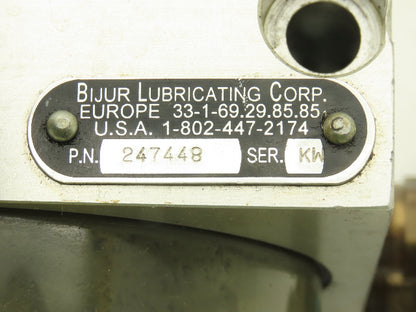 Bijur 247448 Pneumatic Oil Lubricator Pump 4-Inlets 1/2 Liter 24VDC Solenoid